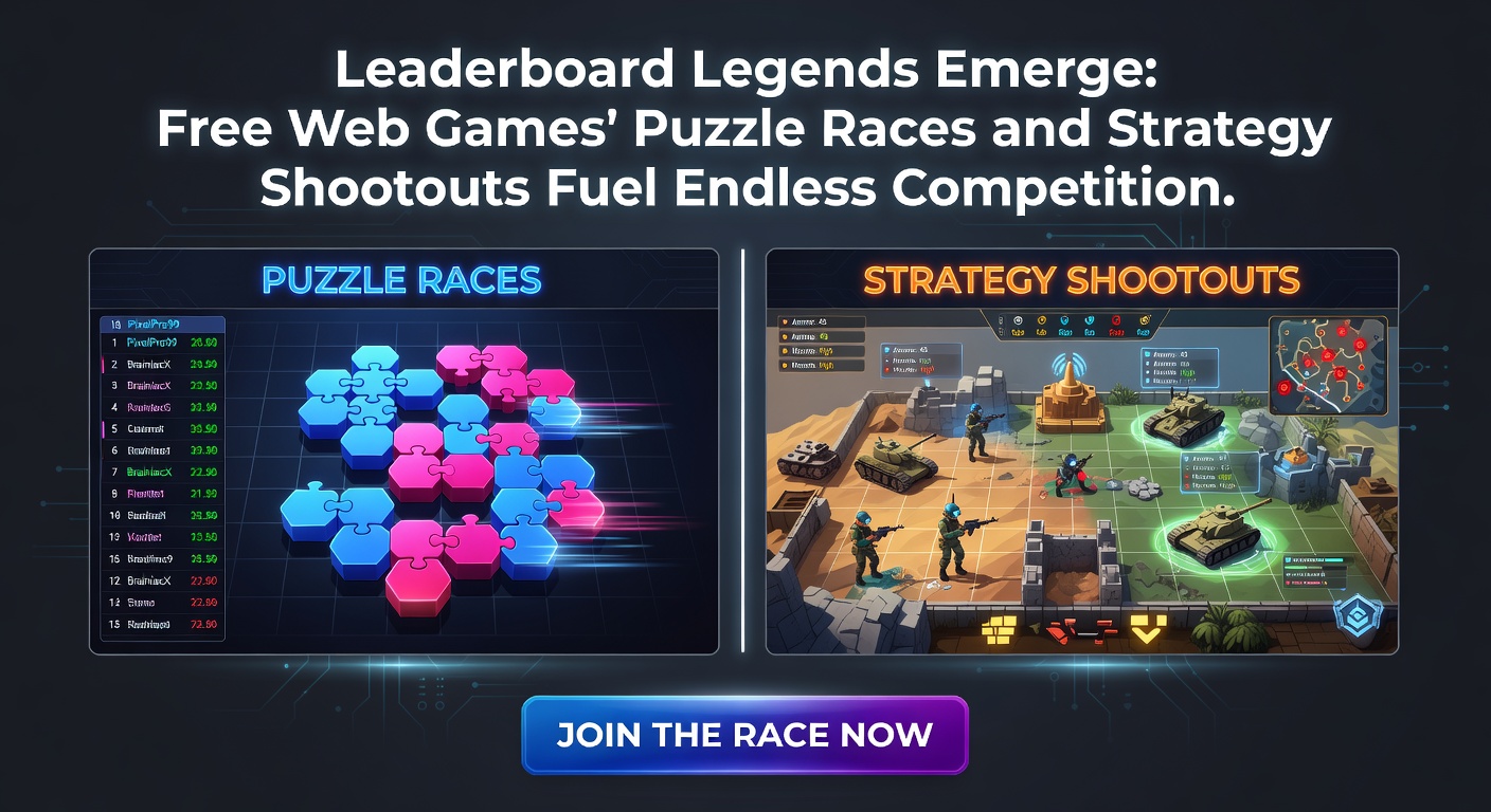 Close-up of a strategy shootout leaderboard, highlighting top tacticians with win streaks and total kills in a vibrant free web game interface