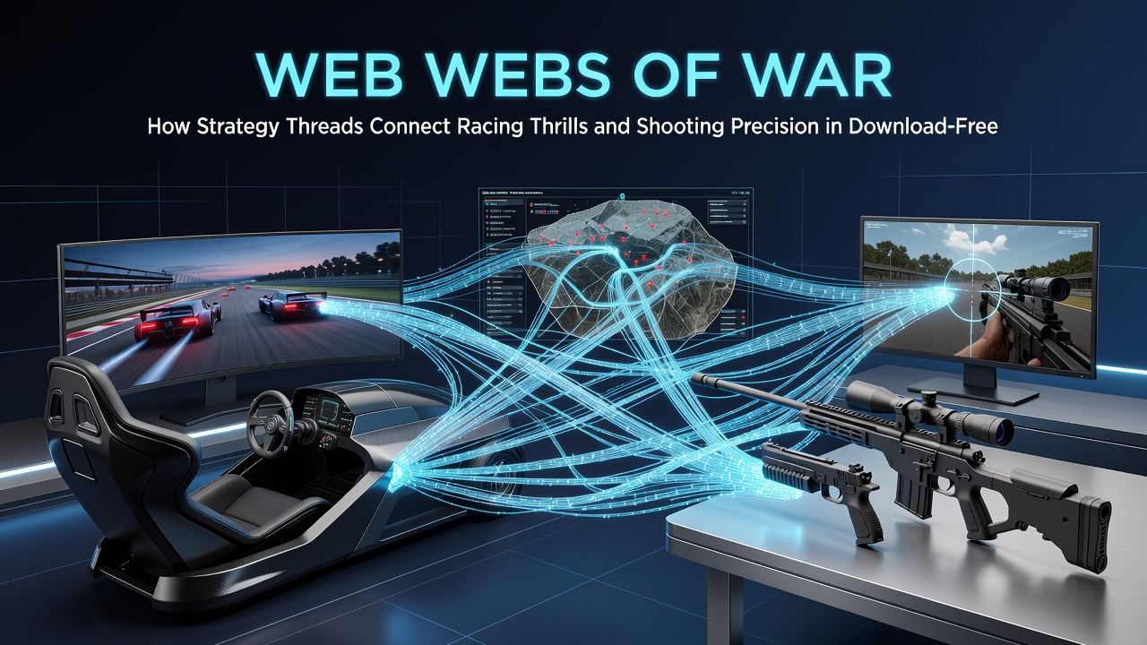 Multiplayer browser scene with racers exchanging fire near strategic checkpoints on a shared track